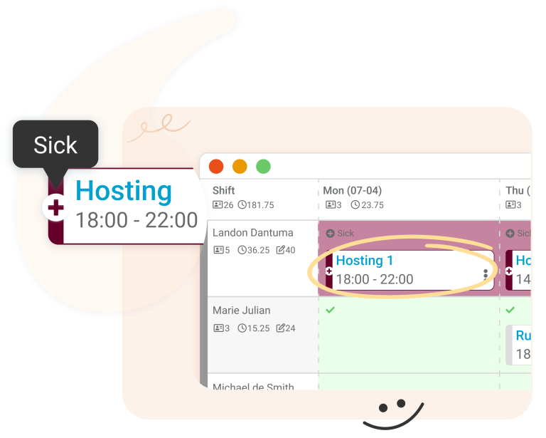 Absence registration made easy with Nostradamus- Have a clear overview over sickness while making your workforce schedules.