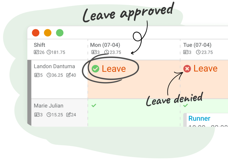 Easily approve leave request via Nostradamus- Have a clear overview over leave status when making your workforce schedules.