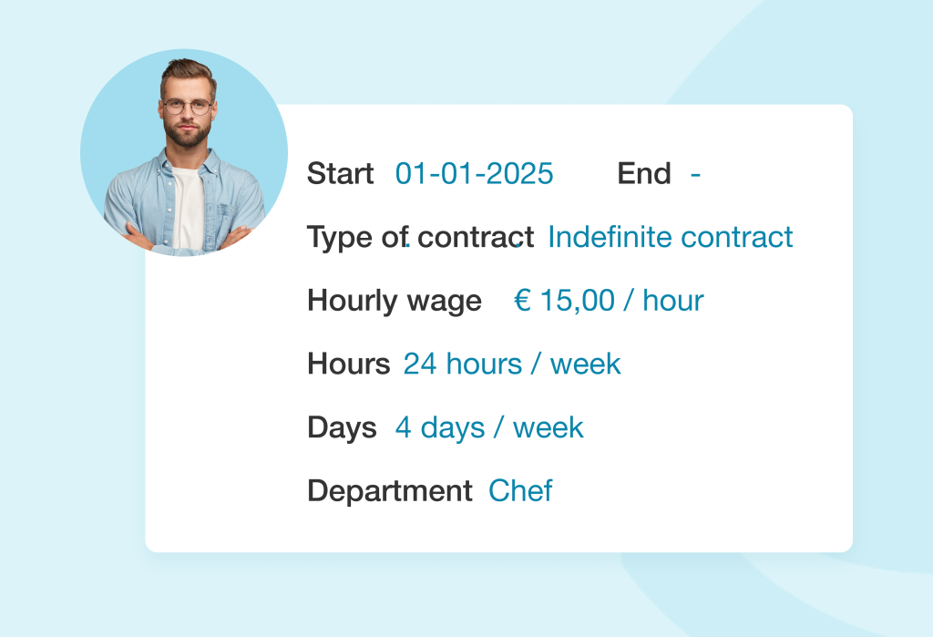 Employee records- have a clear overview over personal information thanks to our clear employee records