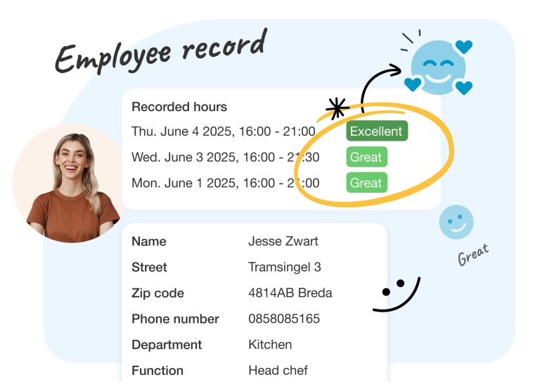 Individual satisfaction reports Each employee’s personal record includes satisfaction trends, allowing you to monitor changes over time. You can generate reports for specific periods, offering a clear overview of how satisfied an employee is and if any concerns need addressing.