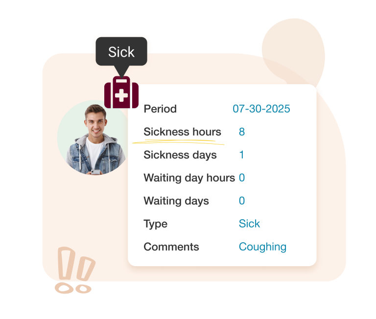 Nostradamus absence registration system allows you to keep track of sickness within employee records for a clear overview. This allows you to discover absence patterns.