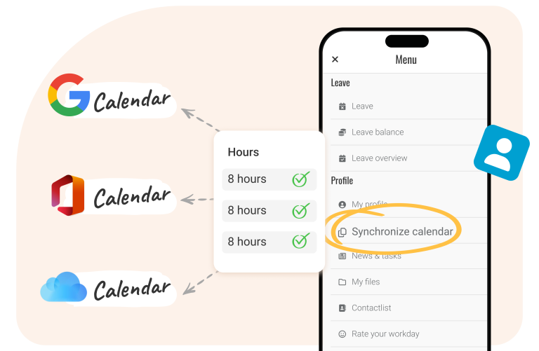 Always in touch via our Employee App With our Employee App, team members have real-time access to their schedules, hour registration, remaining vacation days, and accumulated overtime. This keeps your team informed and ensures efficient and accurate time tracking. The app automatically syncs with digital calendars on smartphones and tablets, giving employees instant access to their schedule anytime, anywhere. De app synchroniseert automatisch met digitale agenda’s op smartphones en tablets. Hierdoor hebben medewerkers eenvoudig toegang tot hun rooster, waar ze ook zijn.