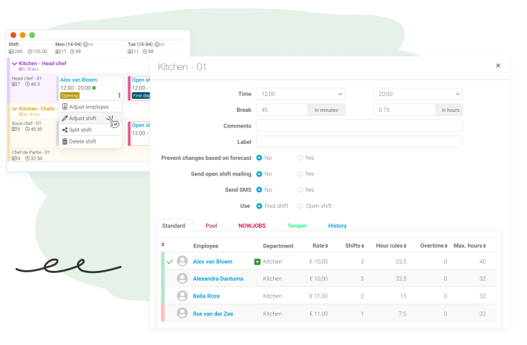 Workforce scheduling with Nostradamus, schedule fast, easy and efficient.